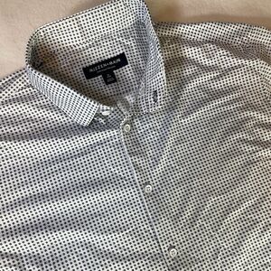 Mizzen+Main Shirt Mens XL Trim Fit White Blue Check Short Sleeve Button Down